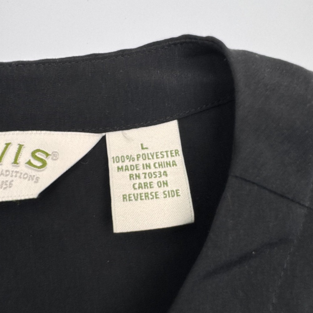 Orvis Shirt Womens Large Black Short Sleeve Button Front Band Collar Casual - Picture 5 of 9